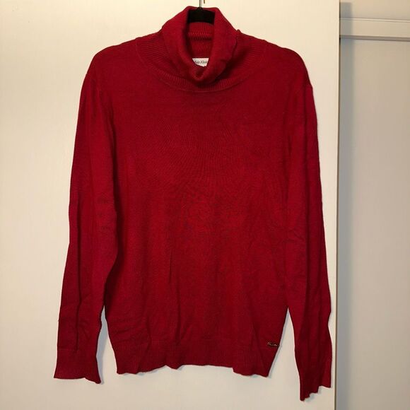 Calvin Klein XL Dark Red Burgundy Sweater Long Sleeve Turtleneck Women’s NWT - Picture 1 of 9
